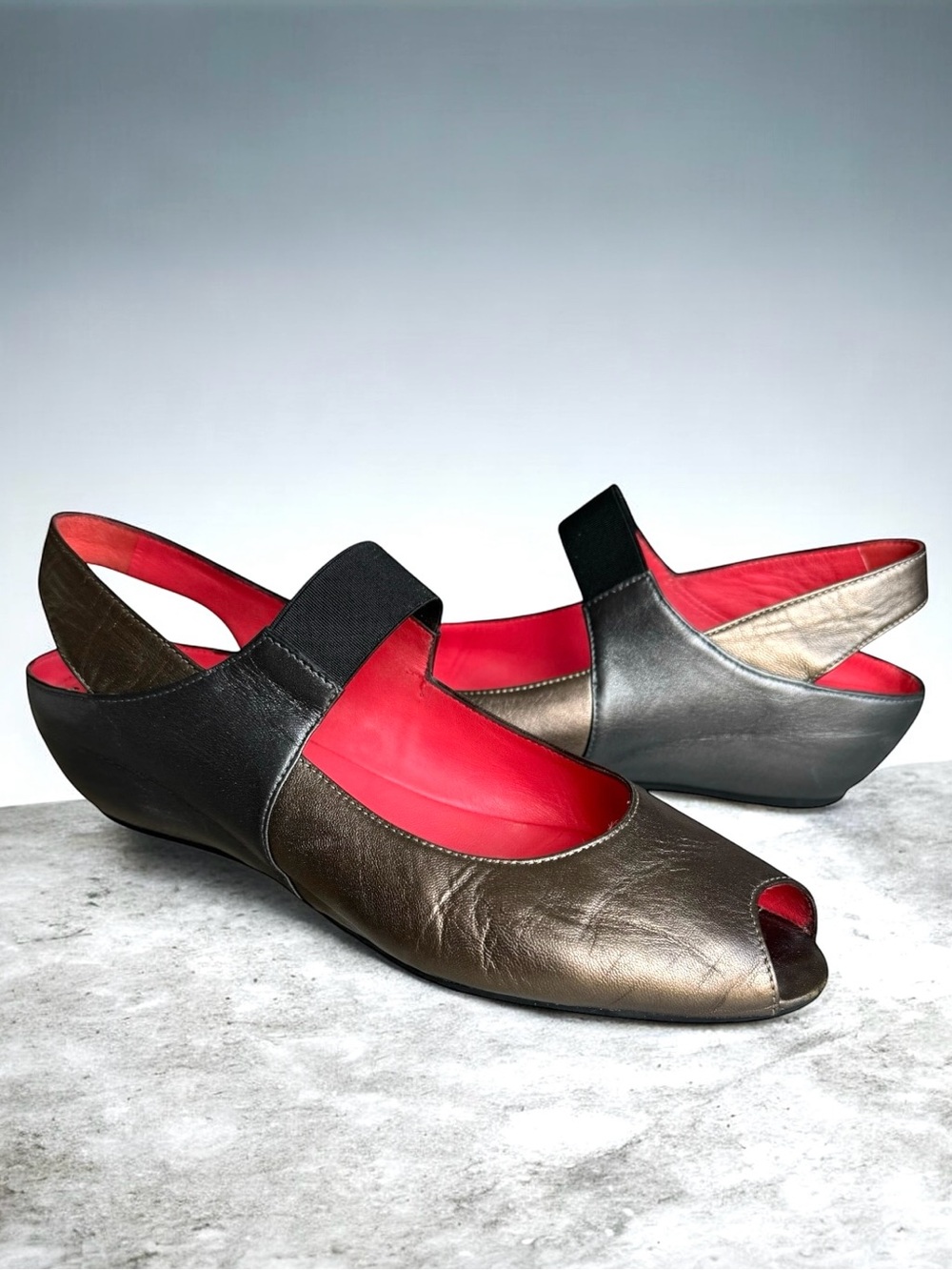 Pas de Rouge Silvia Metallic Wedge Italian Sandals